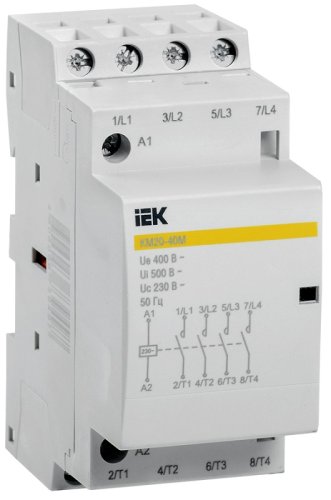 Контактор модульный IEK KARAT КМ20-40М 2п 4НО 20А 230В АС фото Контактор модульный IEK KARAT КМ20-40М 2п 4НО 20А 230В АС картинка